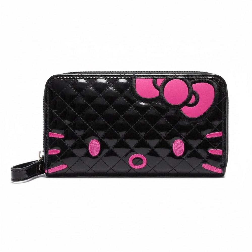 Loungefly Loves Hello Kitty Quilted Zip Wallet Black Pink Retired